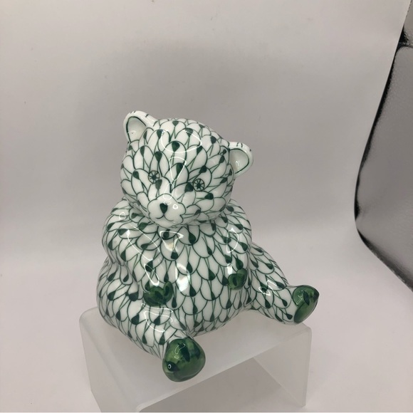 SOLD Andrea by Sadek 5" Hand Painted Porcelain Bear Figurine Fishnet - Picture 3 of 7